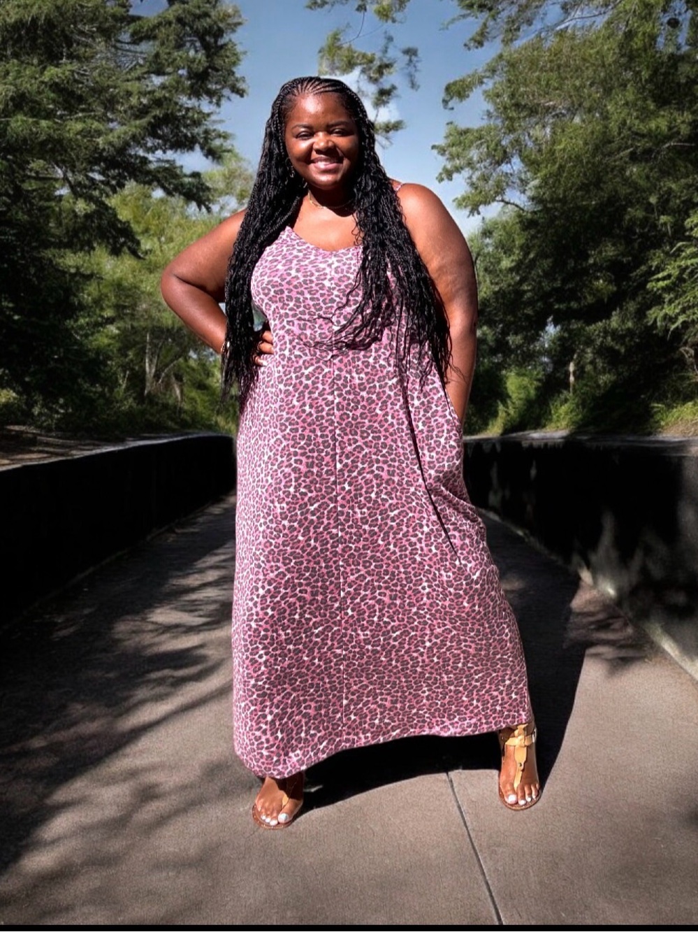 Zenana Plus Size Outfitters Pink Leopard Print Maxi Dress